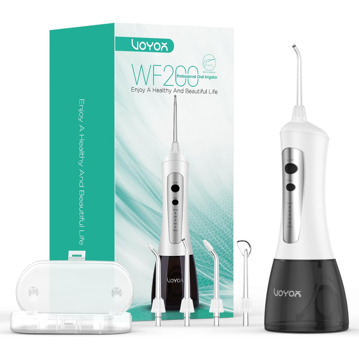 Електрична іригатор VOYOR для очищення зубів, водяний флосер для видалення бактерій та догляду за яснами, IPX7, WF200 (Сірий)