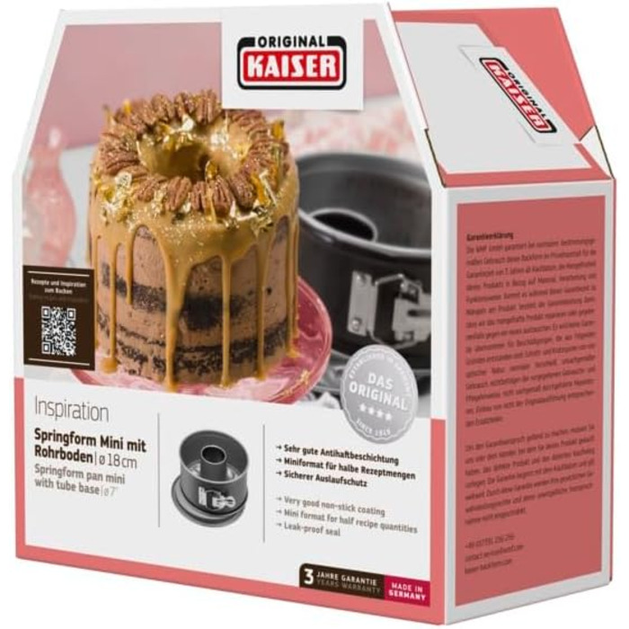 Форма для випічки Kaiser Inspiration Mini Springform 18 см з антипригарним покриттям для аерофритюрниці