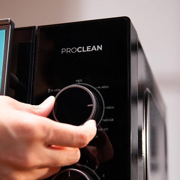 Механічна мікрохвильова піч з грилем Cecotec Proclean 4120, 23 л, 800 Вт / 1000 Вт, 8 рівнів потужності, розморозка, таймер 35 хв, діаметр тарілки 285 мм