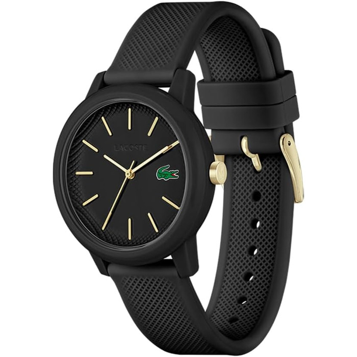 Годинник Lacoste 12.12 Analog Quartz Чоловічий/Жіночий, Силіконовий ремінець Petit Piqué, Чорний
