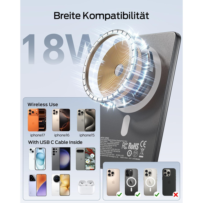 Power Bank MOVESPEED MagSafe 5000mAh Space Grau - Бездротовий зарядний пристрій для iPhone