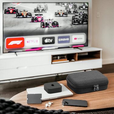 Жорсткий дорожній кейс Geekria для Apple TV 4K (3-2 покоління) та пульта Siri, темно-сірий
