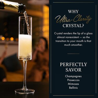 Кельхір для шампанського, набір 4 шт. – Сучасний та елегантний для жінок, чоловіків, весілля, ювілею, Різдва, дня народження – 170 мл, з кришталевого скла, 4 шт. (1 упаковка)