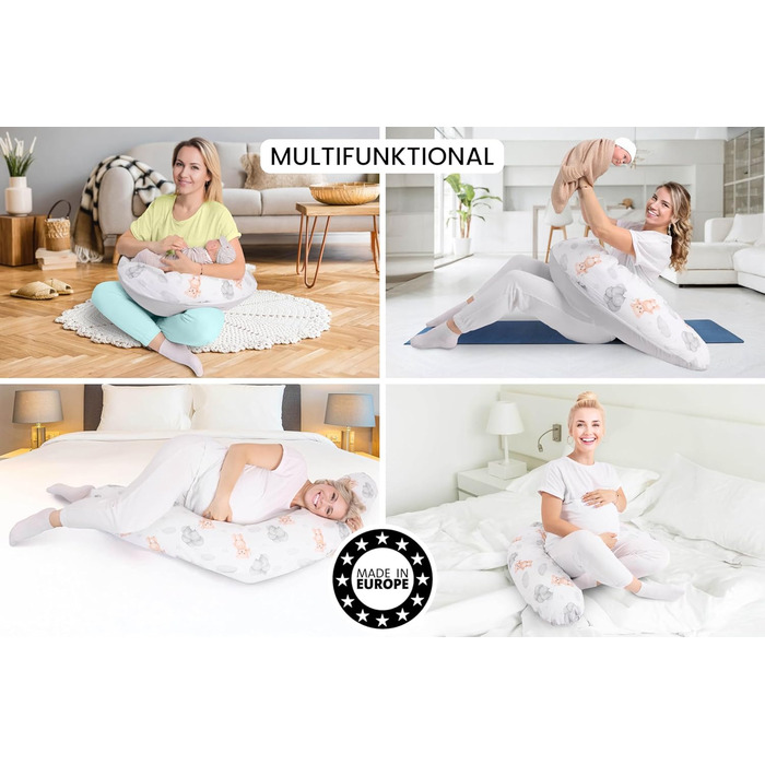 Подушка для вагітних Amilian 170 см XXL – подушка для сну на боці – подушка для годування – Body Pillow (балон)