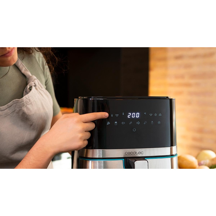 Аерофритюрниця Cecotec Cecofry Full Inox 5500 Pro, 5.5 л, 1700 Вт, цифрова безмасляна фритюрниця з корпусом із нержавіючої сталі та 8 режимами приготування