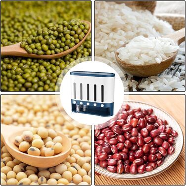 Traveler Dispenser with 5 Compartments, Wall-Mounted Cereal Dispenser, 9 kg, Thickened Container, Moisture-Resistant, Grain Container, Bucket, Rotating Food Dispenser, Household Kitchen, Candy Dispenser