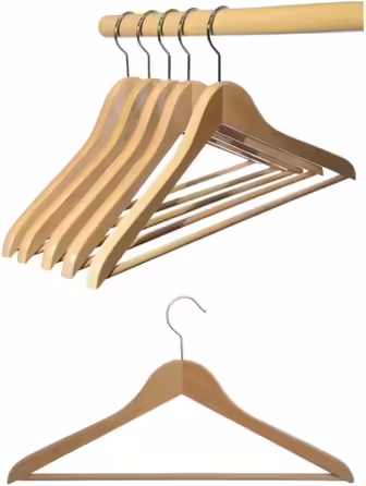 Hagspiel wooden clothes hangers, beechwood clothes hangers, naturally lacquered (water-based lacquer), nickel-plated, rotating metal hook, Made in Austria (100 pieces with 44 cm shoulder width)