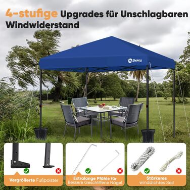 Sekey One-Touch Pop Up Pavilion 3x3 Waterproof Stable Winter-Proof, Folding Pavilion 3x3m with Thickened Tubes, Party Tent Pavilion Foldable for Camping Festival Party, (Navy, without sidewalls)