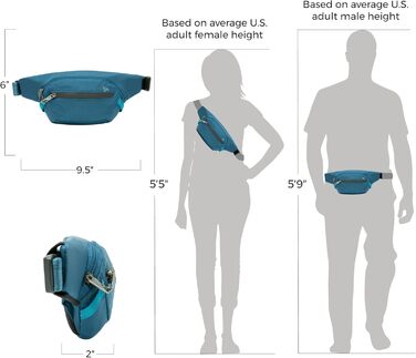 Чорний туристичний рюкзак Travelon Active Waist з захистом від крадіжки (9.5 x 6 x 2)