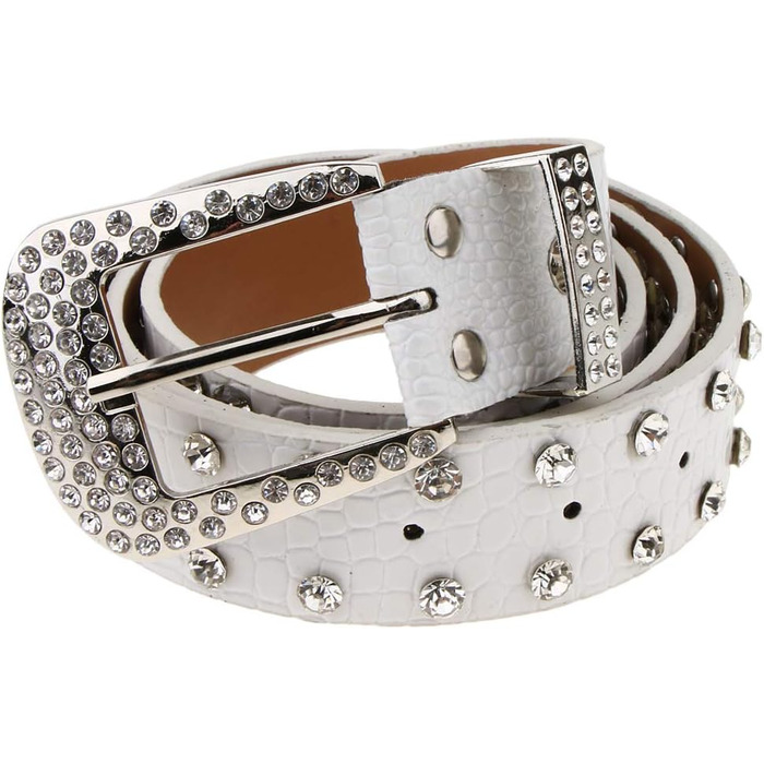 Жіночий пояс Fenteer з стразами, джинсовий, шкіряний, 3,5 см