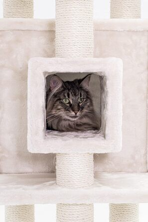 Котячий комплекс Petrebels Cleopatra, 134 см, з лежаком та котячою печерою, діаметр стовпів 9 см, бежевий/кремовий