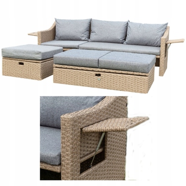 Комплект садових меблів із техноротанга Loge Garden, сірий, 3 предмети