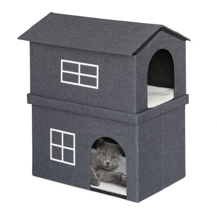 Relaxdays 2-Tier Cat House for Indoors