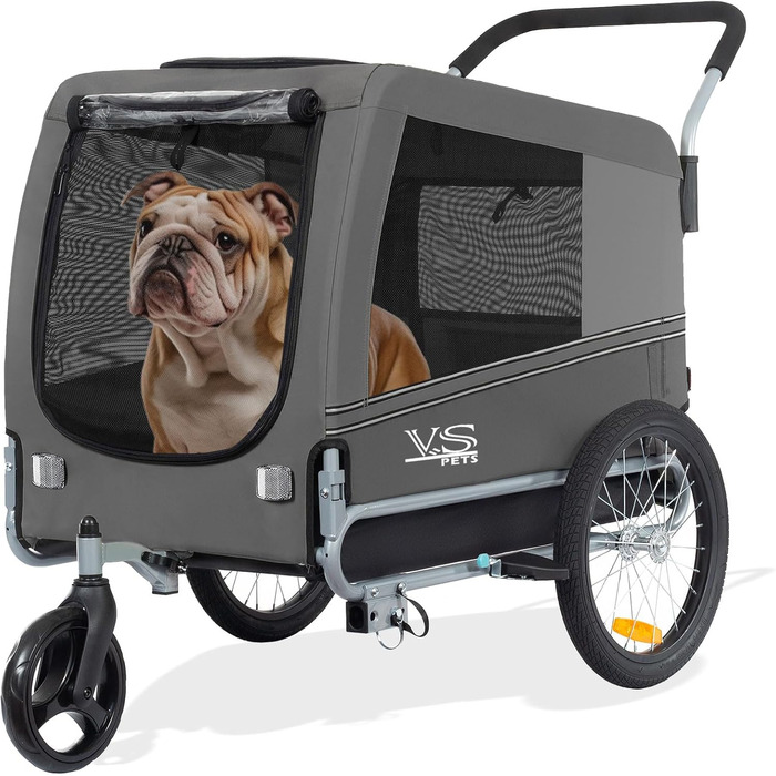Візок для собак Tiggo VS Pets 2-в-1: візок та велопричіп, сірий, об'єм 270 л, до 35 кг