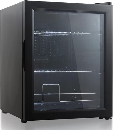 Міні-холодильник Heinrich з скляною дверцятами: компактний, тихий (40dB), LED-підсвічування, для офісу, кемпінгу, саду, 74 літри, 3 полиці