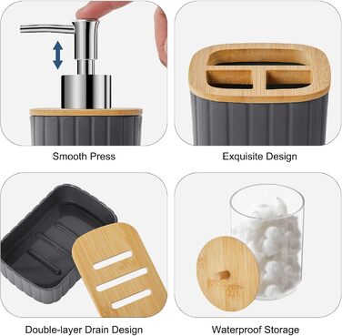 Набір для ванної кімнати Z ZONAMA 24 предмети: душовий завіс, килимок, смітник, тримач для унітазу, дозатор мила. Зелений колір.