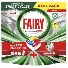 Таблетки для посудомийної машини Fairy Platinum PLUS All-In-One, лимон, 93 капсули, економ-упаковка