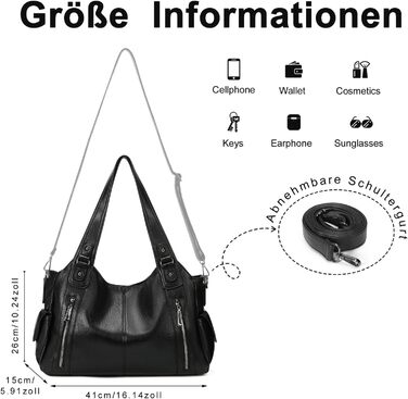 Сумка жіноча GSenhui вінтажна міська велика шопер з PU-шкіри, чорна, для подорожей, стиль панк