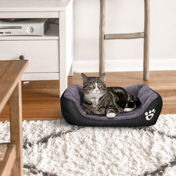 Килимок для кота та собаки AcserGery: м'яке ліжко, теплий лежак, чорний колір