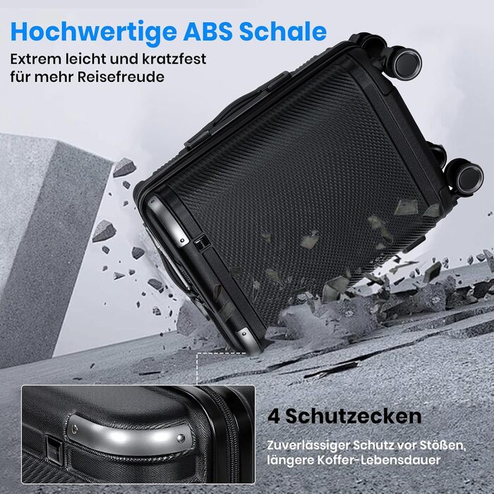 Набір валіз Tavoxda 3 шт., жорсткий корпус, TSA-замок, телескопічна ручка, чорний колір