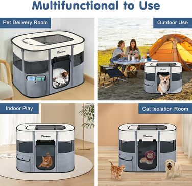 Pawaboo Переносний вольєр для тварин, складаний вольєр для собак з водонепроникного оксфорду, клітка для котів з сумкою, мискою, для цуценят, котів, кроликів, для дому та вулиці, зелений (90x70x60 см)