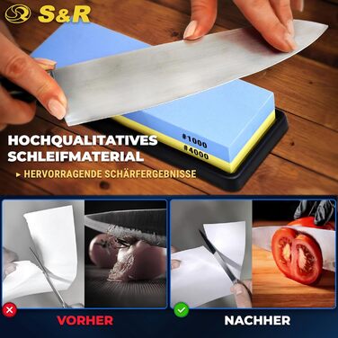 Набір для заточування ножів S&R Schleifstein: 1000/4000 та 120/240 гріт, двосторонній, з підставкою