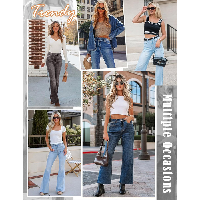 Джинси жіночі Schlaghose з високою талією, Bootcut, еластичні, світло-блакитні, розмір XL