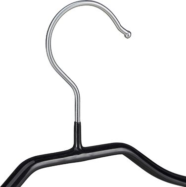 Relaxdays Non-Slip Clothes Hangers, Set of 30, Shirt Hangers, Blouse Hangers with Rubber Coating, Metal, 42 cm, Black