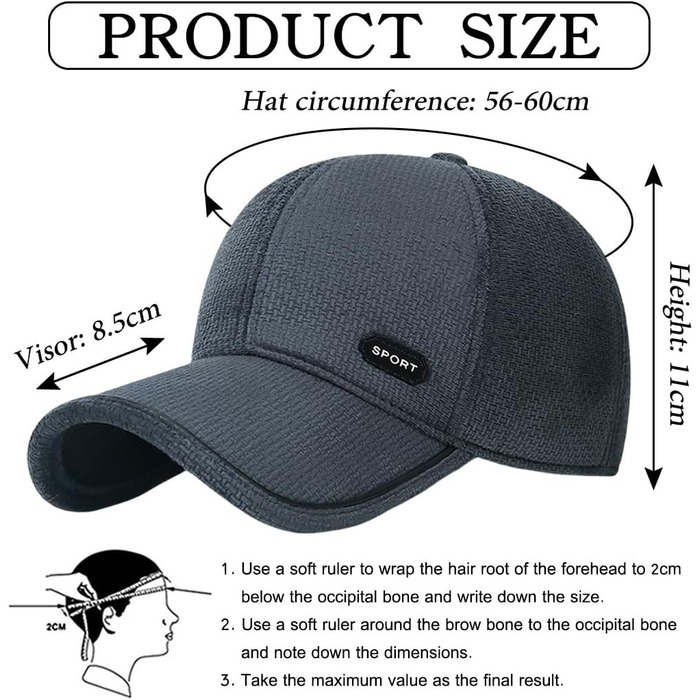 Чоловіча зимова кепка basecap з відкидними навушниками, унісекс, бейсболка з клапанами, повсякденний стиль, шапка для активного відпочинку (темно-сірий)