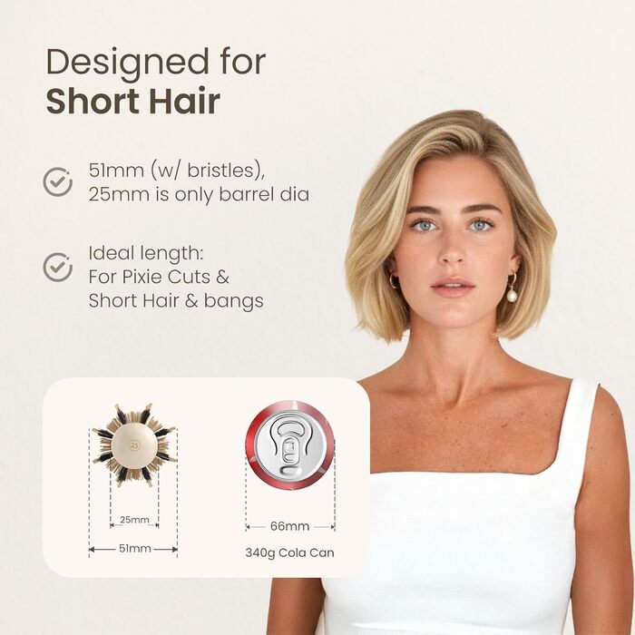 Кругла щітка для волосся AIMIKE з термокерамікою та іонізацією, з щетиною кабана для укладання, створення локонів та блиску (діаметр 2.5 см)