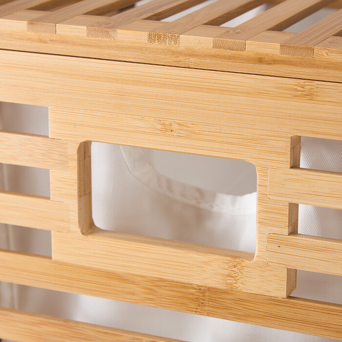 Relaxdays Bamboo Laundry Basket with 2 Bags
