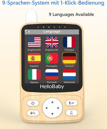 Дитячий відеоняня HelloBaby з камерою 3.2' Digital Funk TFT LCD, бездротовий монітор з нічним баченням, контролем температури та двостороннім зв'язком, білий (HB6340)