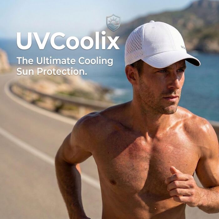 Кепка бейсболка чоловіча UVCoolix™ Sonnenschutz з охолодженням, літня спортивна, дихаюча, швидковисихаюча (біла, M-L)