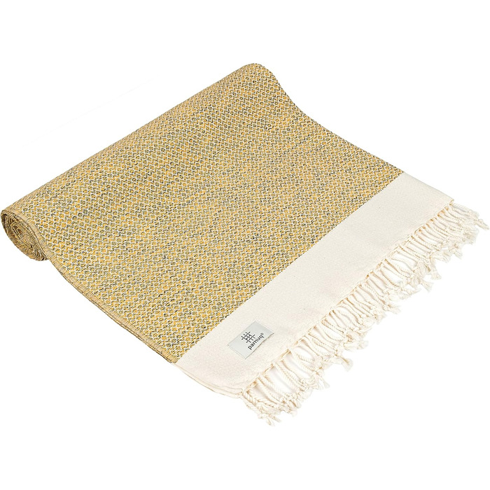 Великий рушник XXL для сауни, ванни та спорту з бавовни Pestemal Fouta Milano 90x200 см, сафрановий жовтий, унісекс