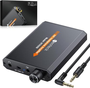 Портативний HiFi підсилювач для навушників Neoteck 3,5 мм, двоступеневий перемикач посилення, алюмінієвий корпус, чорний