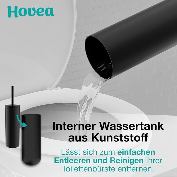 Набір щіток для унітазу Hovea (2 шт.) чорного кольору - силіконові та металеві, кріплення на стіну без свердління, тримач для щіток, WC3620 X2