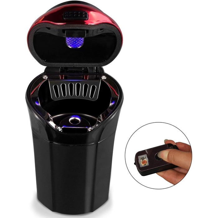 Попільничка для авто з LED-підсвіткою, з кришкою – для автомобіля, дому, офісу