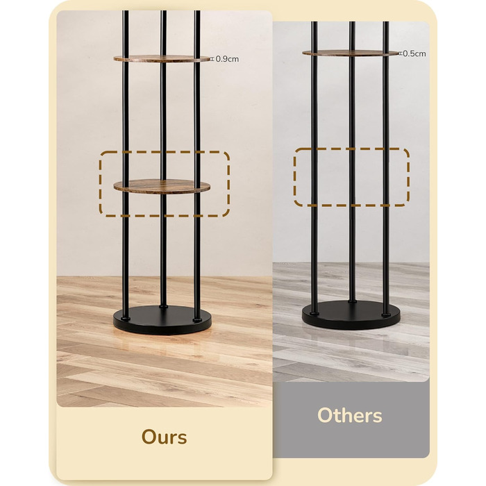 Стійка лампа EDISHINE для вітальні, вінтажна 3-лампова модель з полицею та абажуром з ротангу, 3 патрони E27, з лампочками, бохо-лампа з вимикачем на нозі для спальні та офісу, 178 см (Вінтажний коричневий)