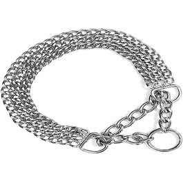 Нашийник для собак TRIXIE Zug-Stopp, розмір XL, 65 см, сріблястий. Міцний нашийник з ланцюгом, 3-х рядний, для великих собак, хром, легко чистити.