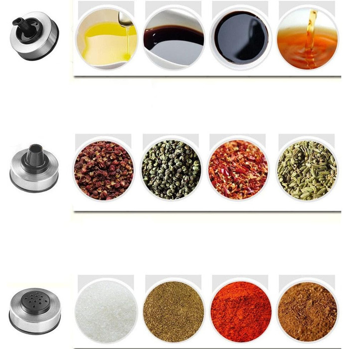 Spice Jar Oil Bottle Salt and Pepper Shakers Glass Jars with Rotating Holder, 100ml (6-Jar)