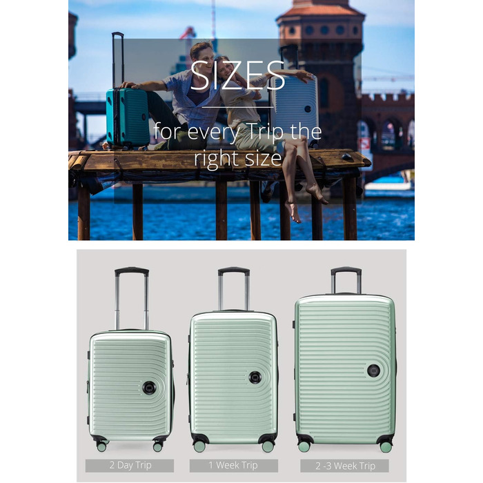 Чемодан Hartschalenkoffer Mitte - великий, TSA, 4 колеса, 77 см, 130 л, м'ятний колір