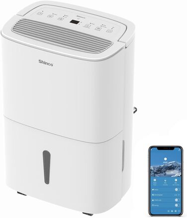 SHINCO 30L Електричний Зволожувач Повітря з WiFi, 30л, для 105м³ (35м²), Автоматичний перезапуск, Таймер 24г, Фільтр Активне Вугілля, Постійний Злив, SDZ1-50D