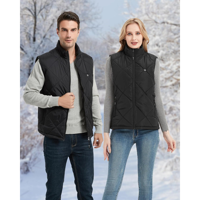 Електрична гріюча жилетка Fernida для чоловіків та жінок, 8 зон нагріву, 3 температурні режими, з Powerbank, для зимових активів на відкритому повітрі, чорна, розмір S