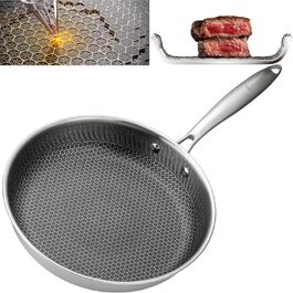 Пан з антипригарним покриттям EliteHoff 28 см, з вафельною структурою, для всіх типів плит, не містить PFOA, можна мити в посудомийній машині, сріблястий (E-7548)