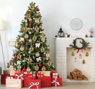 40 шт. прозорих новорічних кулі з кришкою, 6 см, кулі для ялинки з 5 різними золотими внутрішніми дизайнами, пластикові кулі для ялинки, вікна, внутрішнього та зовнішнього декору