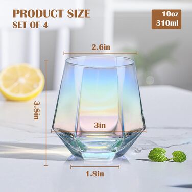 Набір келихів для вина без ніжки CUKBLESS, 284 мл, 4 шт. Келихи для вина, коктейлів, віскі, шампанського