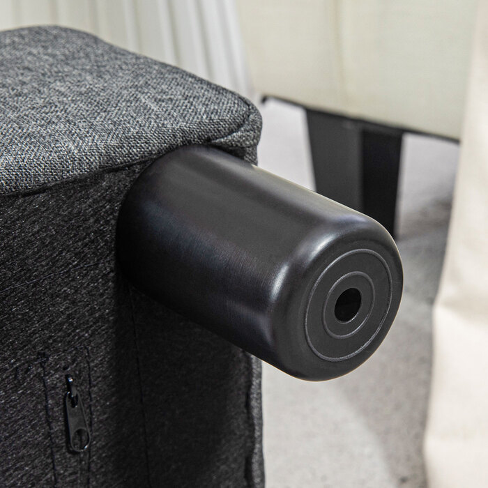 HOMCOM Footstool with Linen Look Modern Upholstered Footstool Ottoman for Bedroom, Living Room, Dark Grey | Aosom