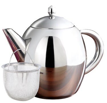 Чайник Rosenstein & Söhne з металевим ситом: нержавіюча сталь, 0,5 л, для чаю та кави, сумісний з Induktion, миється в посудомийній машині