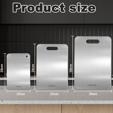 Набір титанових обробних дощок Titan (3 шт.) з нержавіючої сталі S316 - для м'яса, фруктів, овочів