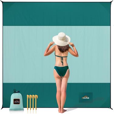 AnorTrek Пляжна ковдра без піску, водонепроникна, 300x300 см, велика, швидковисихаюча, легка, м'яка та міцна, для пляжу, кемпінгу, пікніка та саду